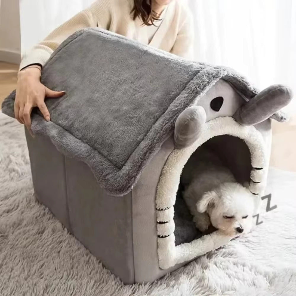 Foldable Dog House Bed | Soft Cushion Fabric | Portable Warm Kennel | Woofing Deals