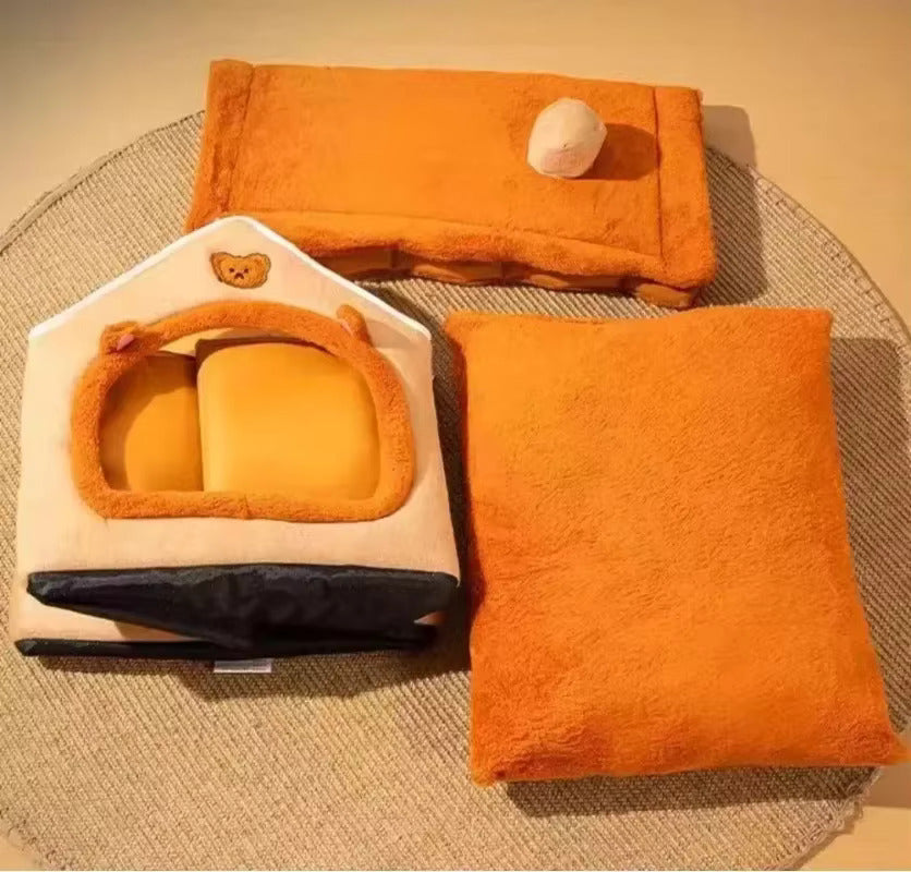 Foldable Dog House Bed | Soft Cushion Fabric | Portable Warm Kennel | Woofing Deals
