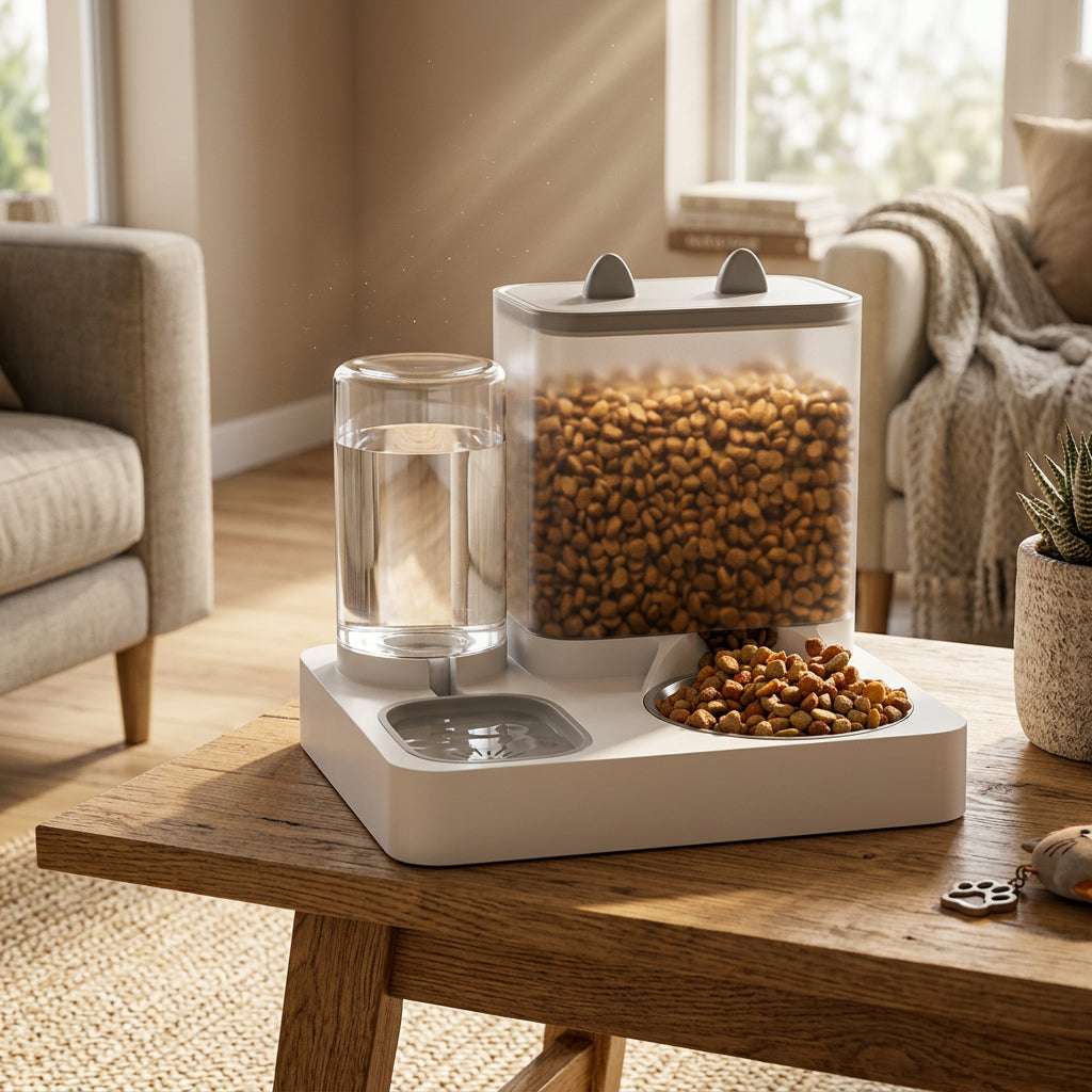 Automatic Pet Feeder | Food & Water Dispenser | 2.2L + 1L Gravity System for Cats & Dogs | Woofing Deals