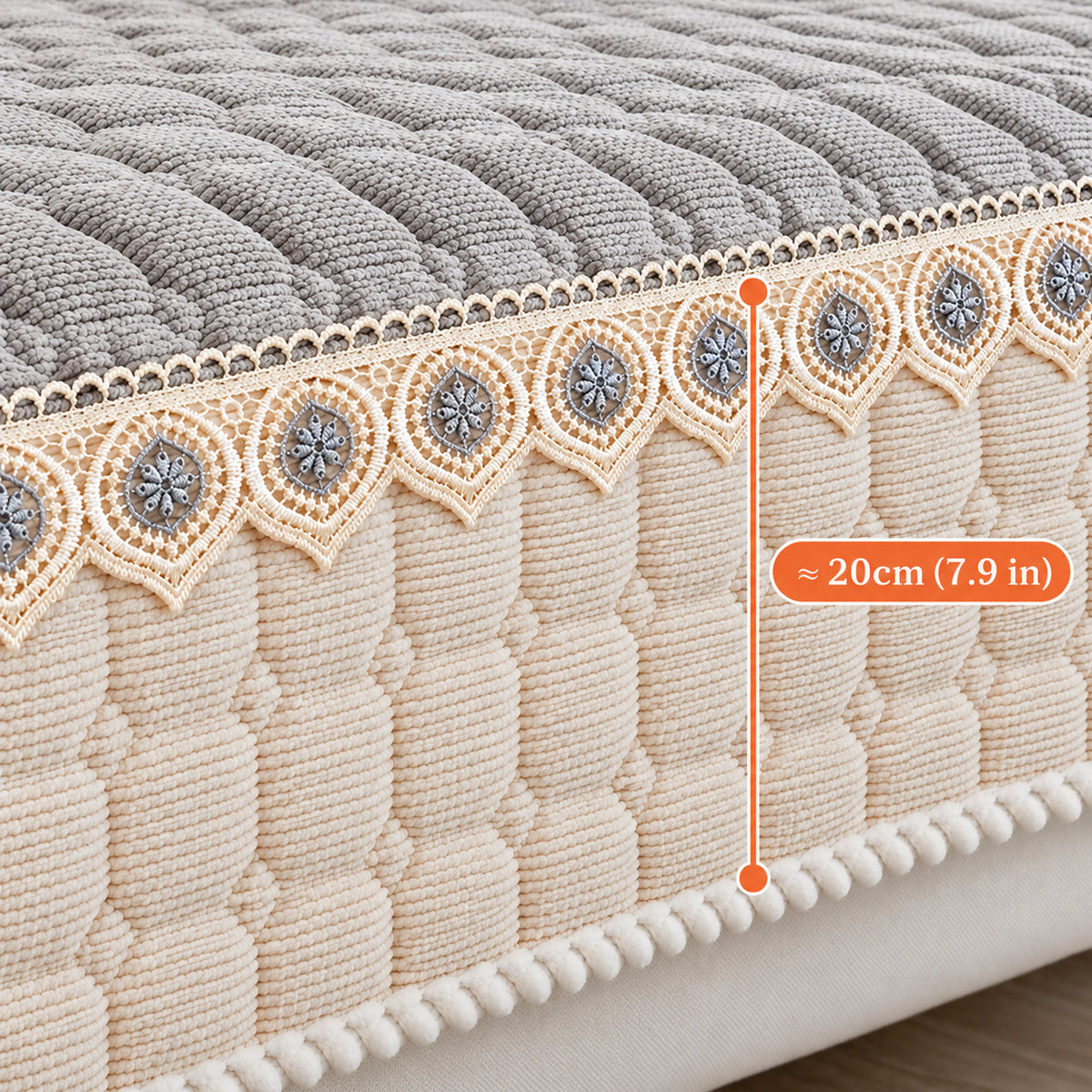 Honeycomb Sofa Cover | Quilted Corduroy | Non-Slip Washable Sofa Protector