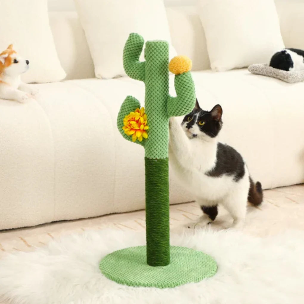 Cat Scratching Post | Sisal Cactus Design | Durable Rope, Stable Base for Indoor Cats | Woofing Deals