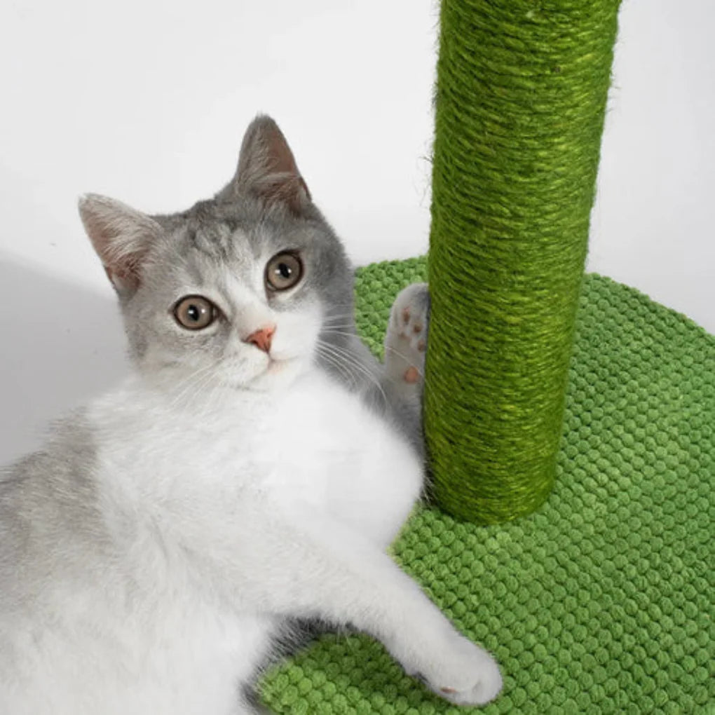 Cat Scratching Post | Sisal Cactus Design | Durable Rope, Stable Base for Indoor Cats | Woofing Deals