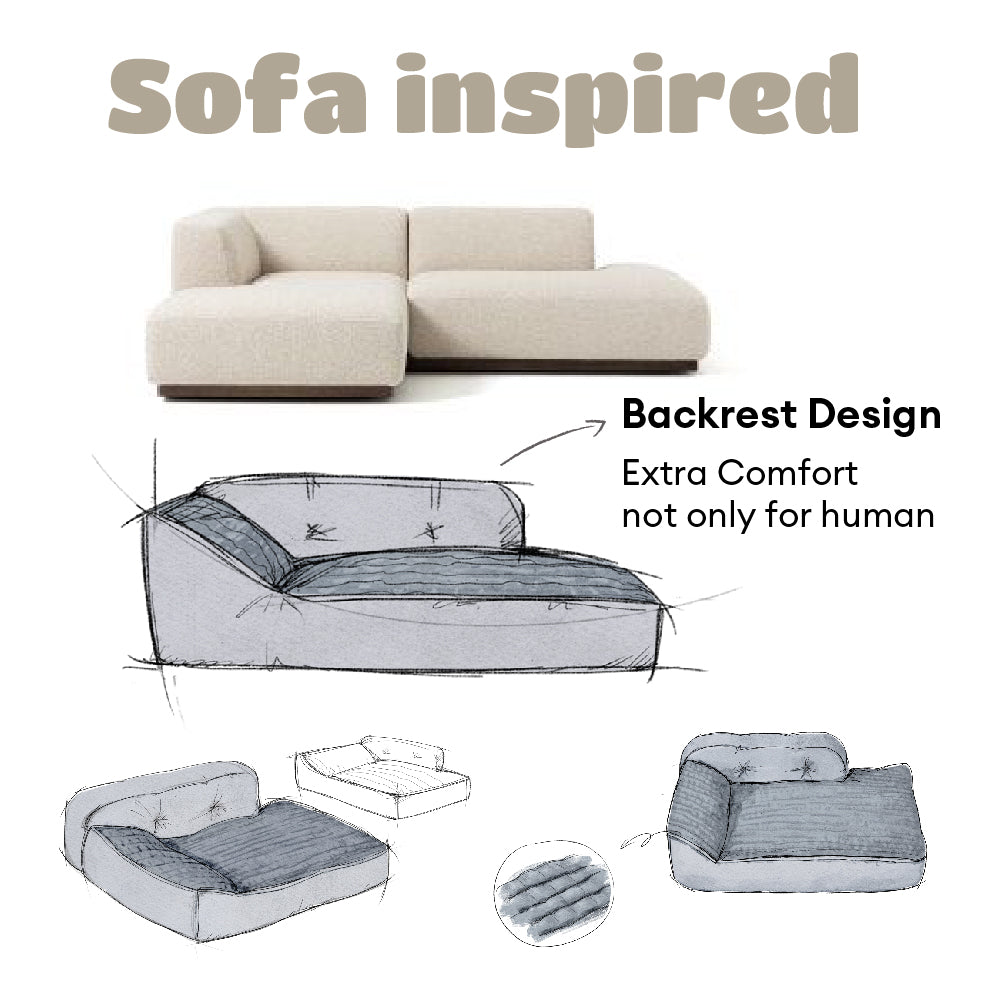 Thickened Cat & Dog Pillow Bed | Terylene | Backrest Support | Non-Slip | Machine Washable | Woofing Deals