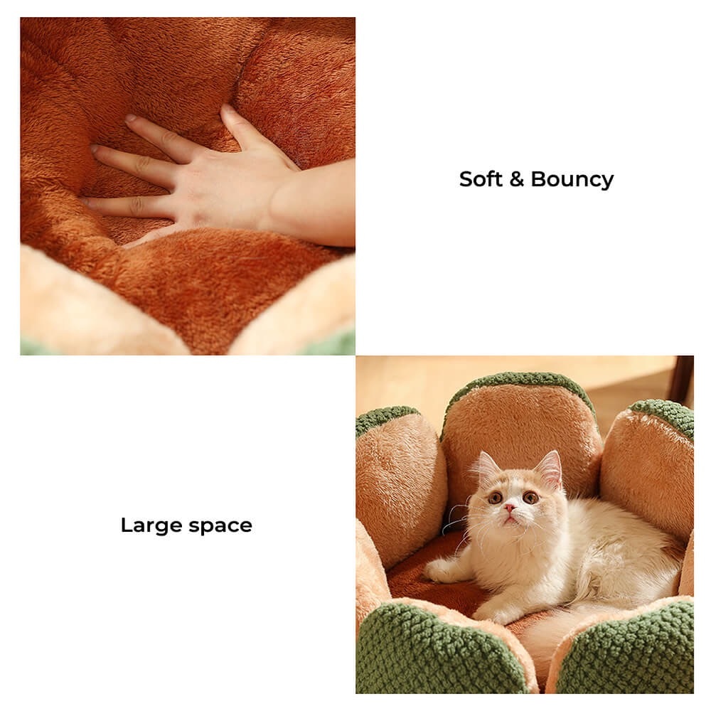 Cactus Pet Bed | Soft Coral Velvet Nest for Cats & Small Dogs | Woofing Deals