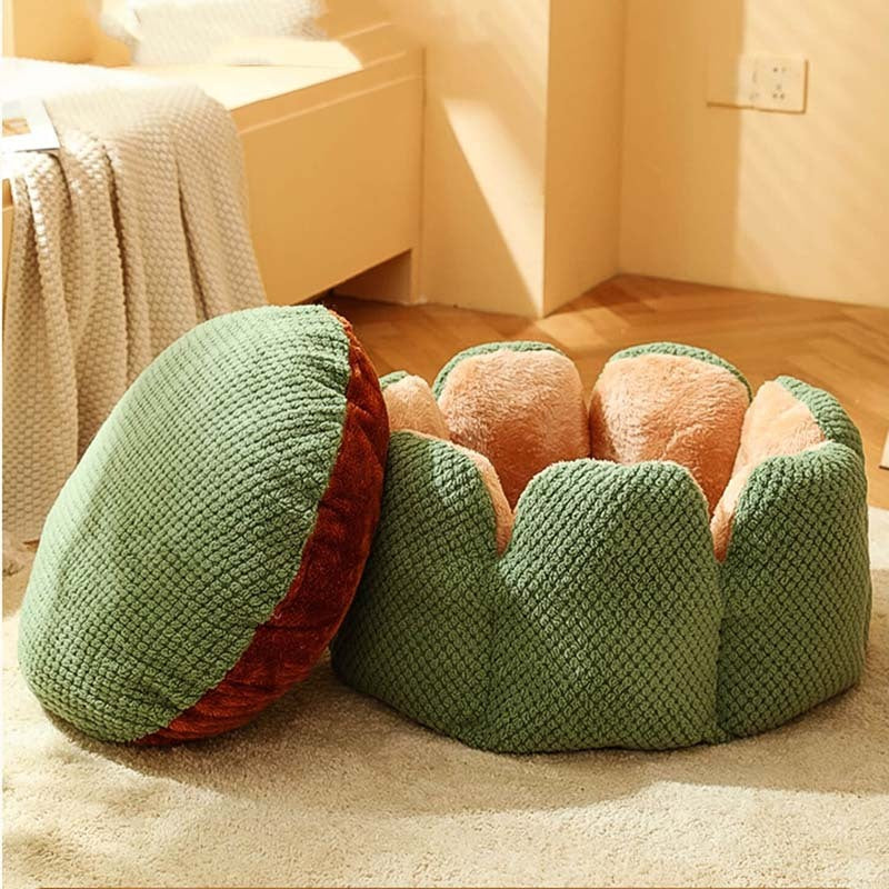 Cactus Pet Bed | Soft Coral Velvet Nest for Cats & Small Dogs | Woofing Deals