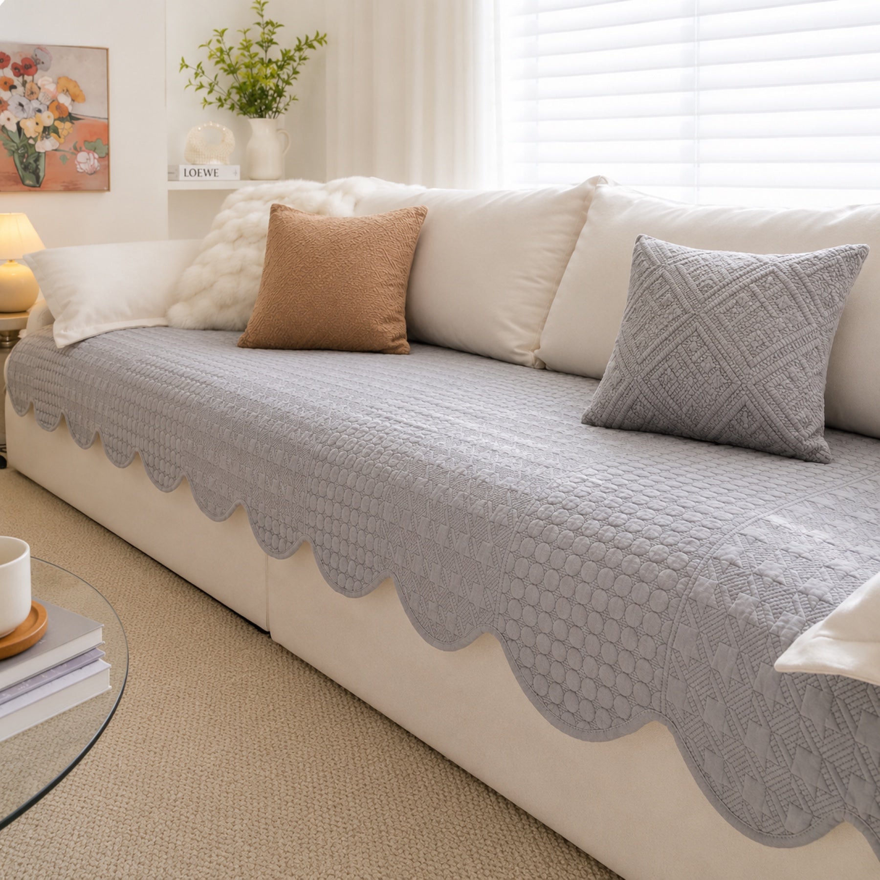 Modern Wave | Cotton Sofa Cover | Breathable Anti-Slip | All-Season Protector
