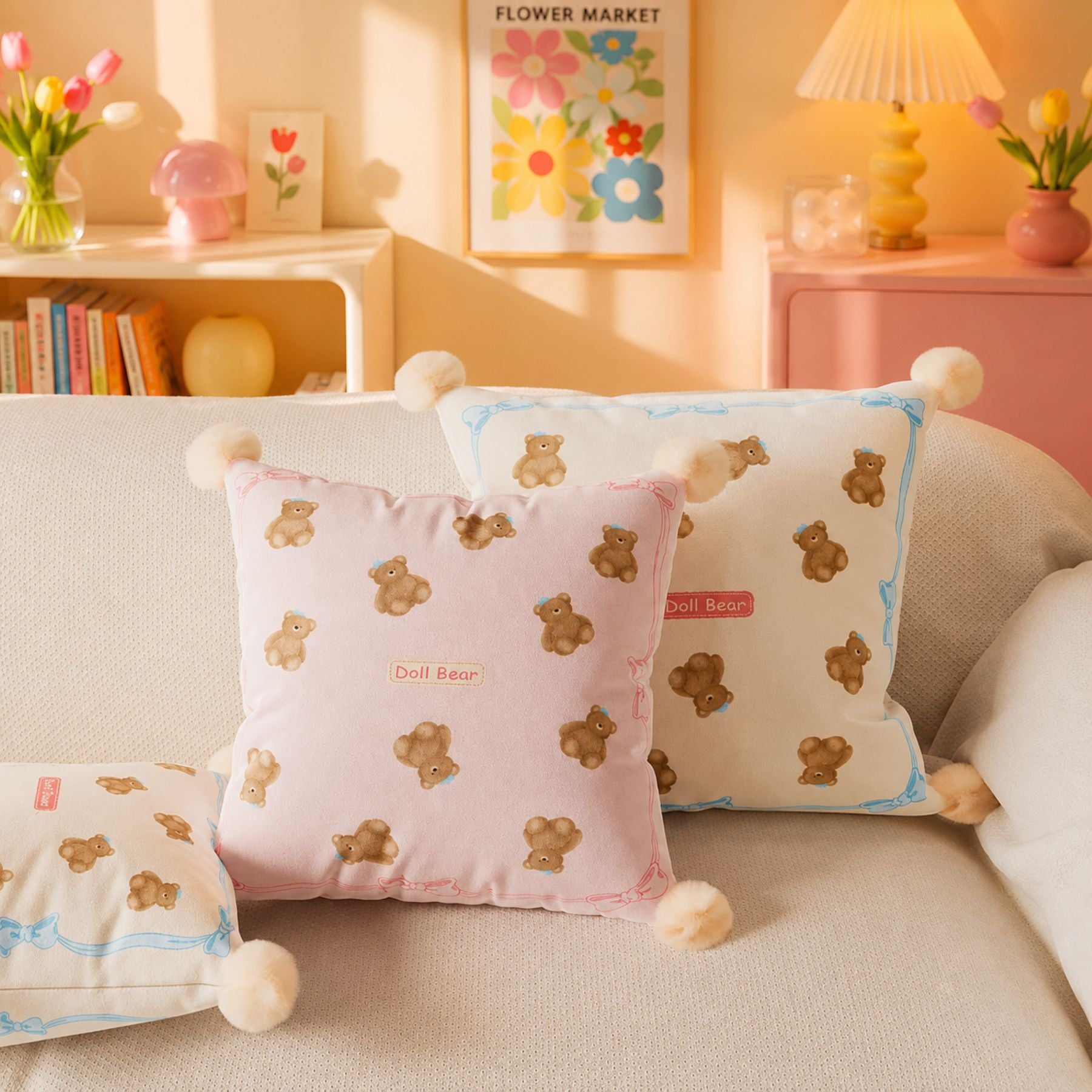 Teddy Bow | Linen-Look Sofa Throw | Breathable Anti-Scratch Pet Cover