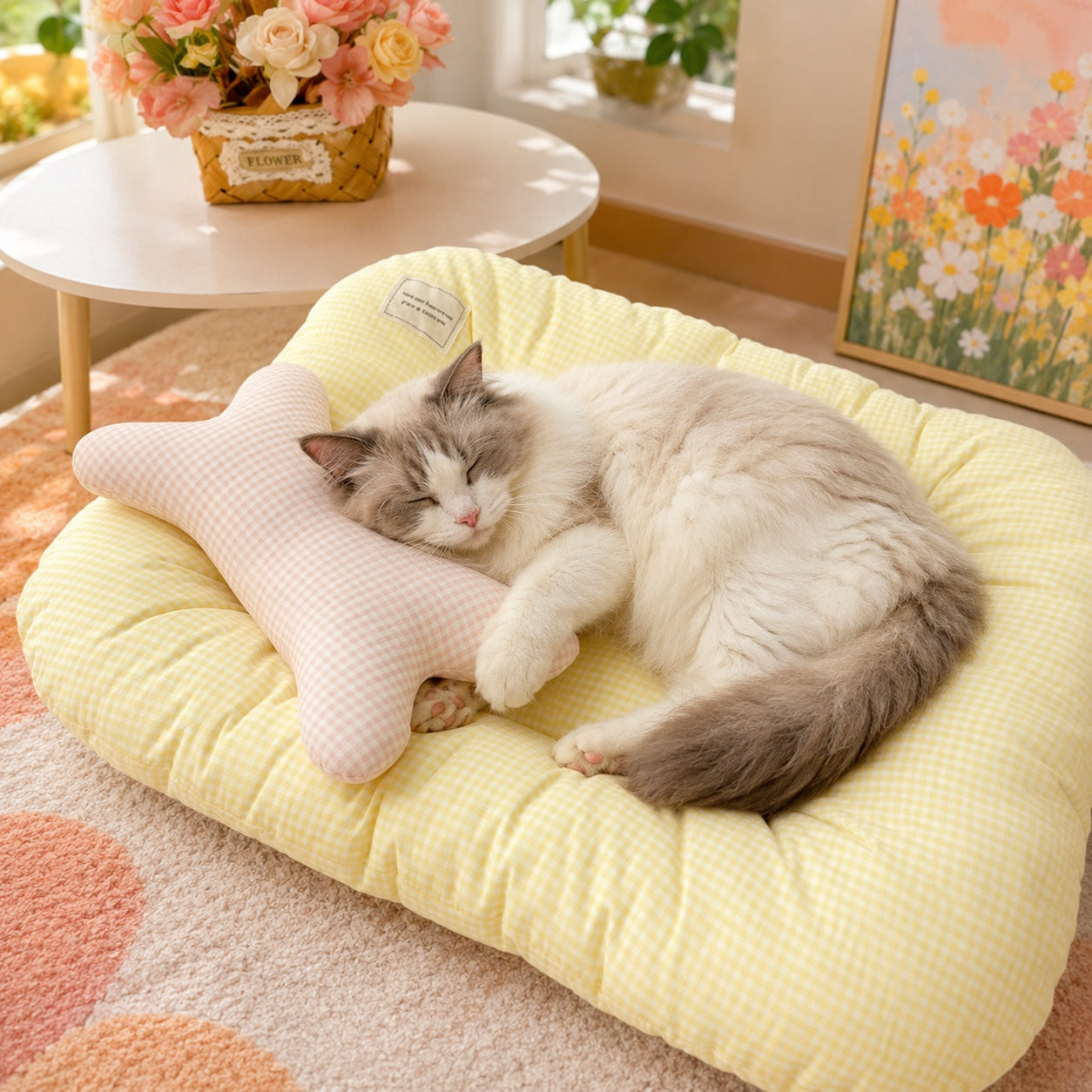 All-Season Pet Mat | Quilted Dog & Cat Bed | Soft Cushioned Portable Design