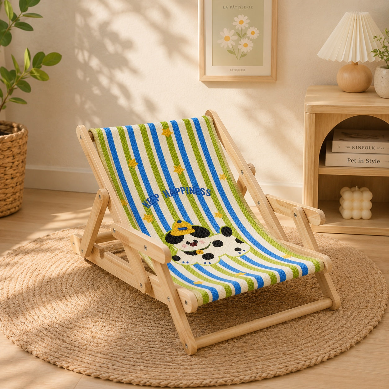 Foldable Cat Lounge Chair | Solid Wood & Sisal Scratcher | 3-Level Adjustable