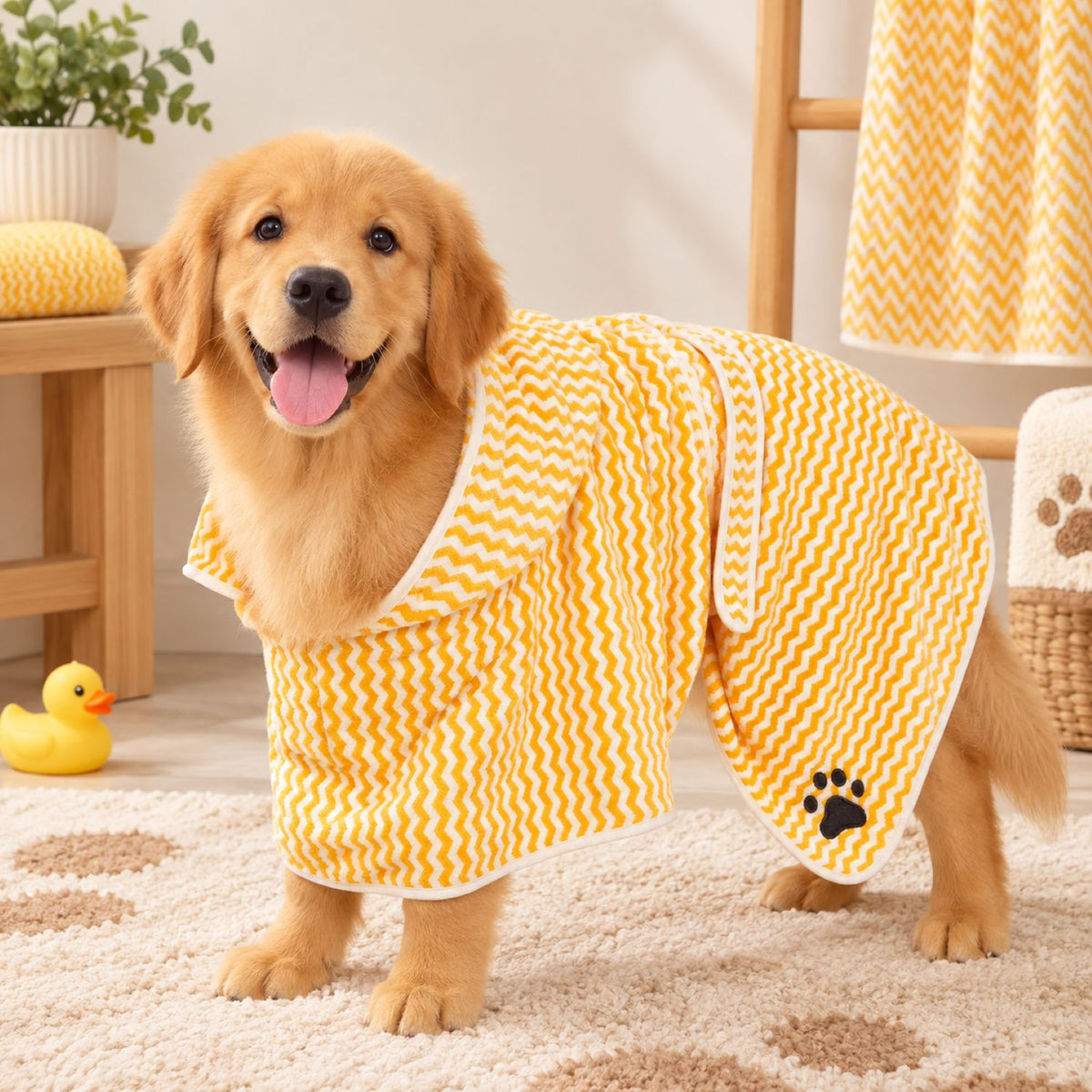 Dog Drying Robe | Soft Microfibre Dog Bathrobe | Absorbent Wraparound Design