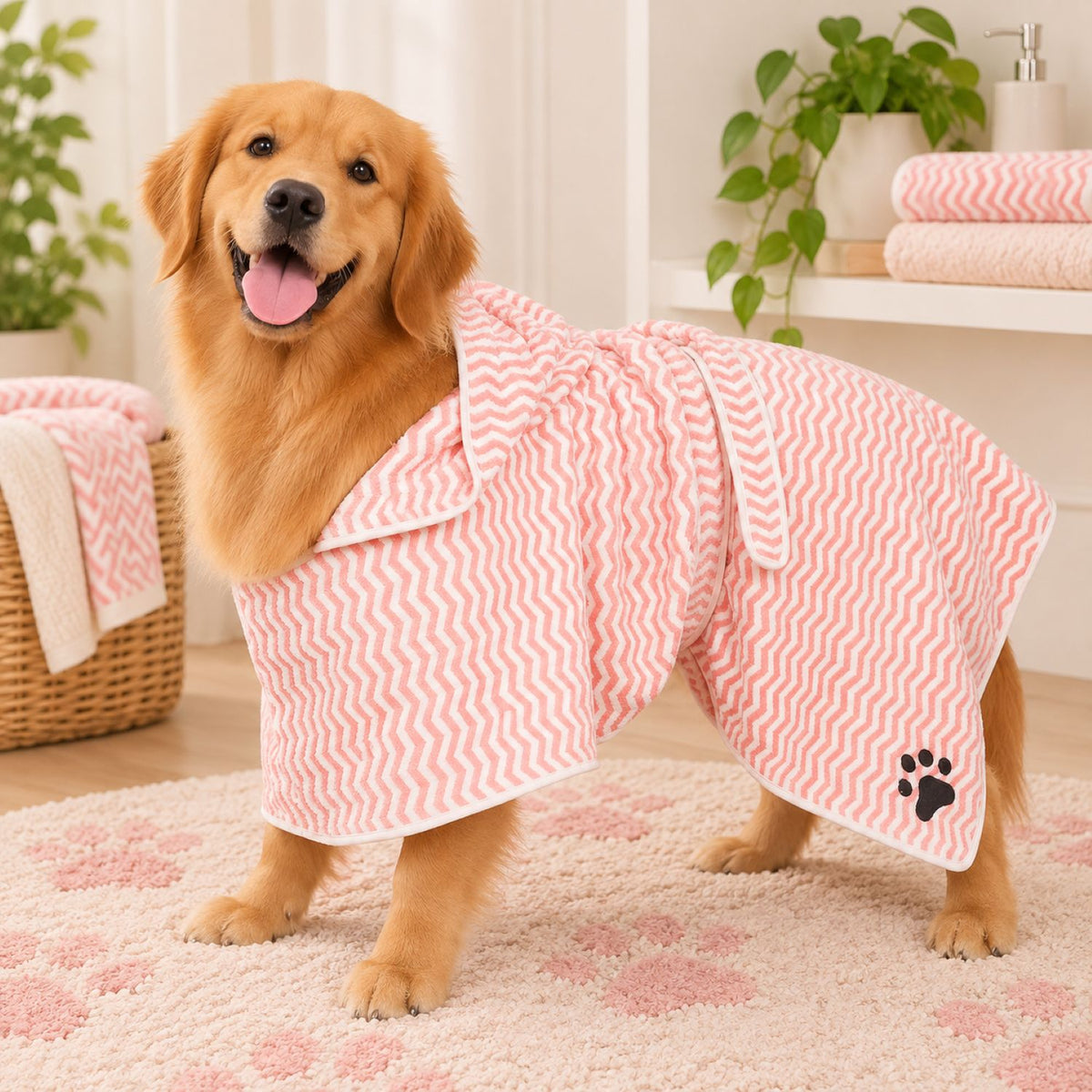 Dog Drying Robe | Soft Microfibre Dog Bathrobe | Absorbent Wraparound Design