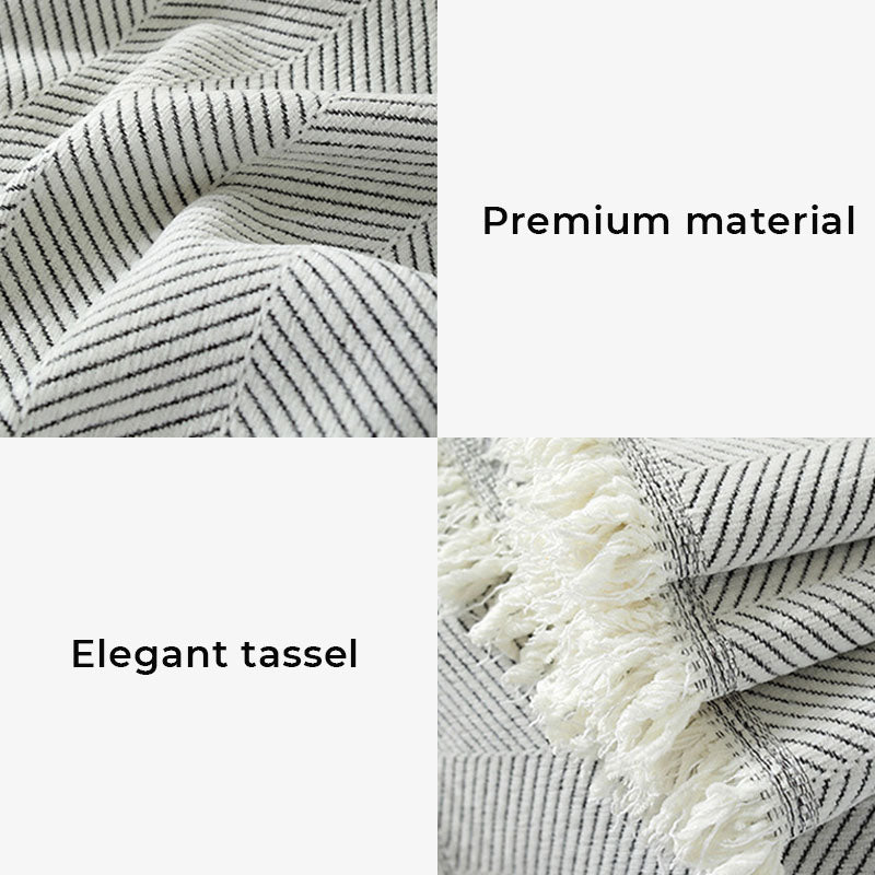Chenille Sofa Cover Throw Blanket | Herringbone Tassel Design | Machine Washable | Woofing Deals