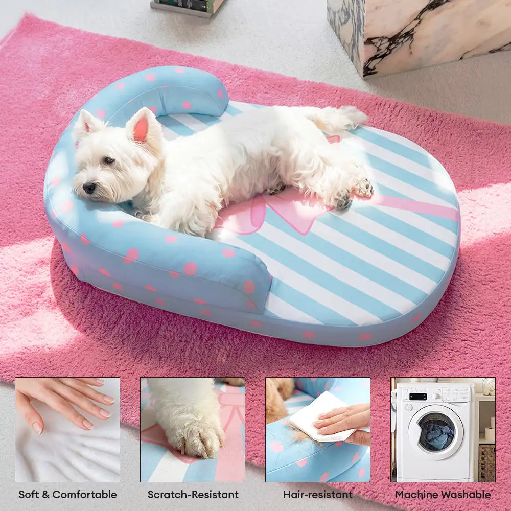 Cooling Orthopedic Dog Bed | Breathable Neck Support Bow Bed