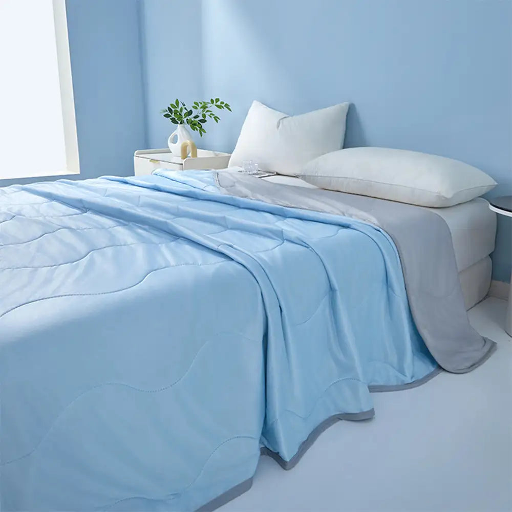 Cooling Ice Silk Blanket | Double-Sided Wave Summer Bedding