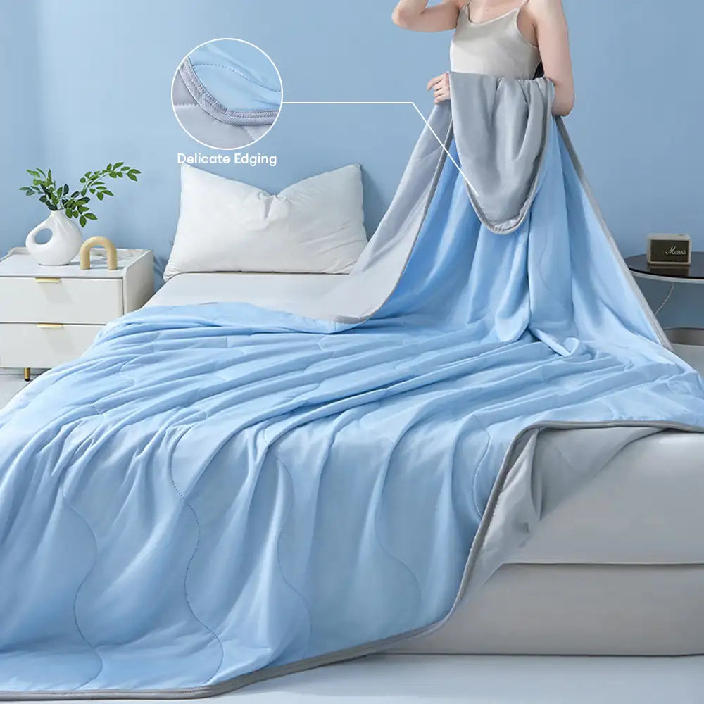 Cooling Ice Silk Blanket | Double-Sided Wave Summer Bedding