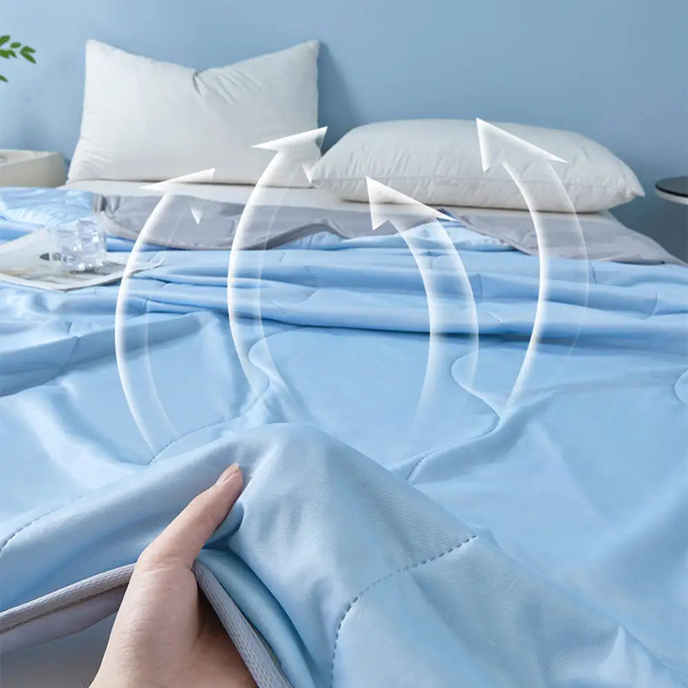 Cooling Ice Silk Blanket | Double-Sided Wave Summer Bedding