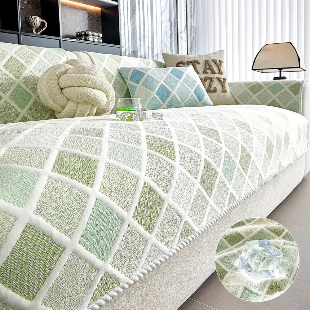 Diamond Cooling Sofa Cover | Ice Silk Non-Slip Couch Mat