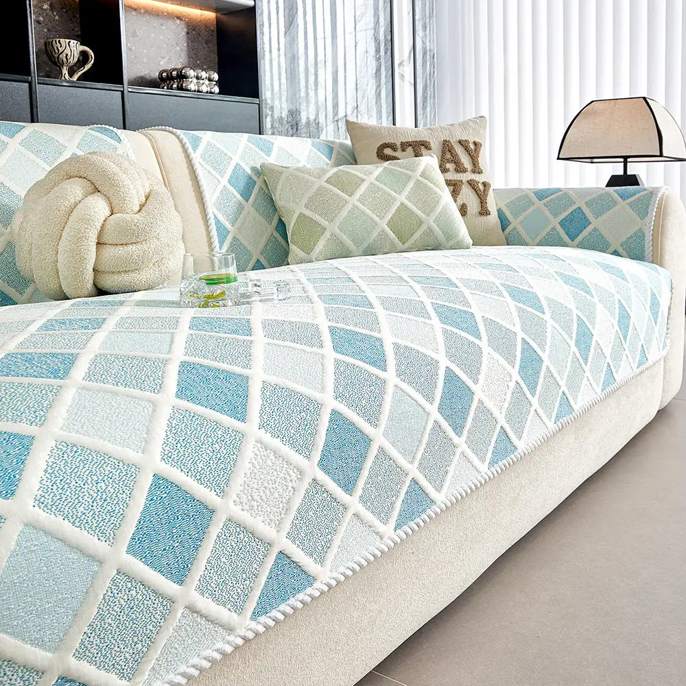 Diamond Cooling Sofa Cover | Ice Silk Non-Slip Couch Mat