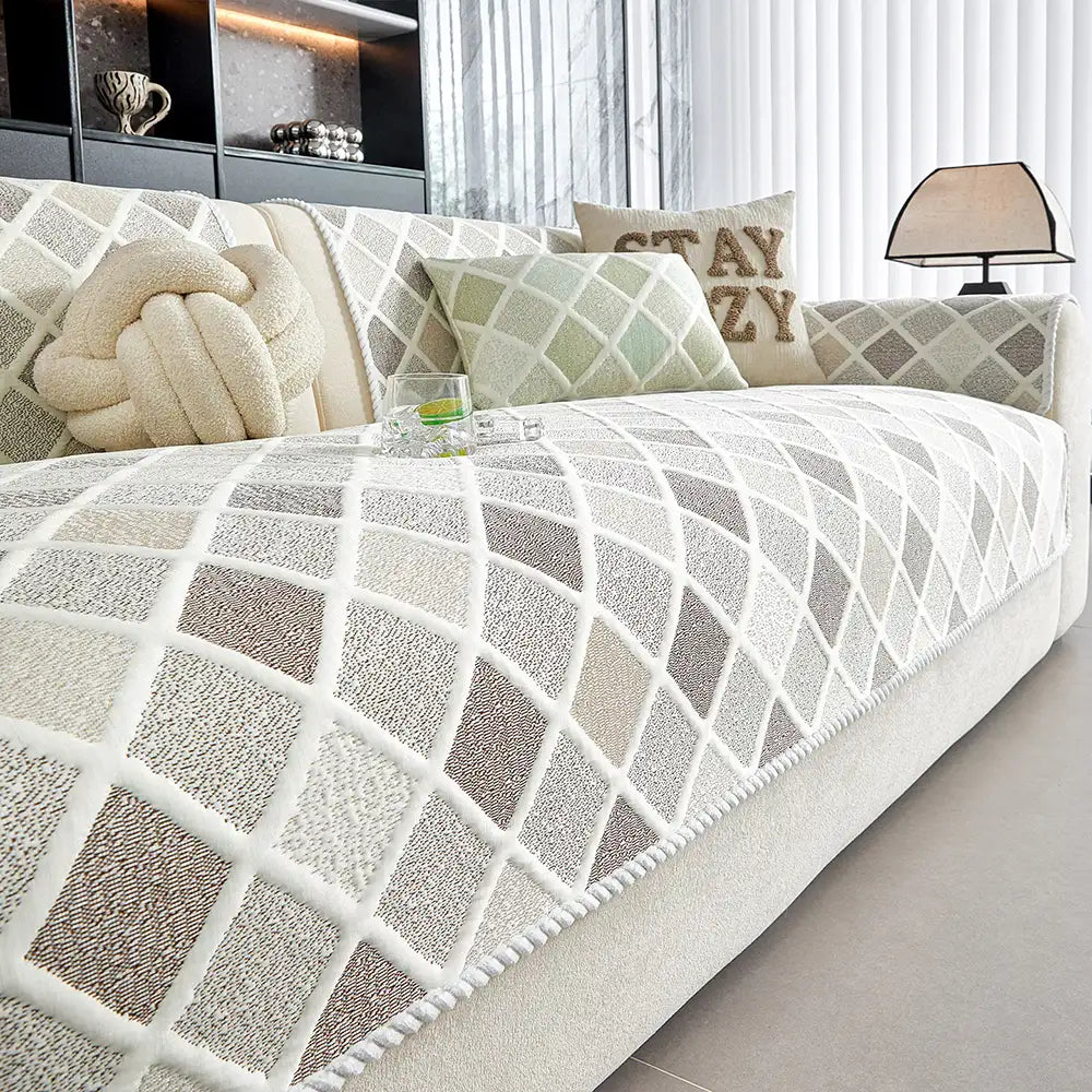 Diamond Cooling Sofa Cover | Ice Silk Non-Slip Couch Mat
