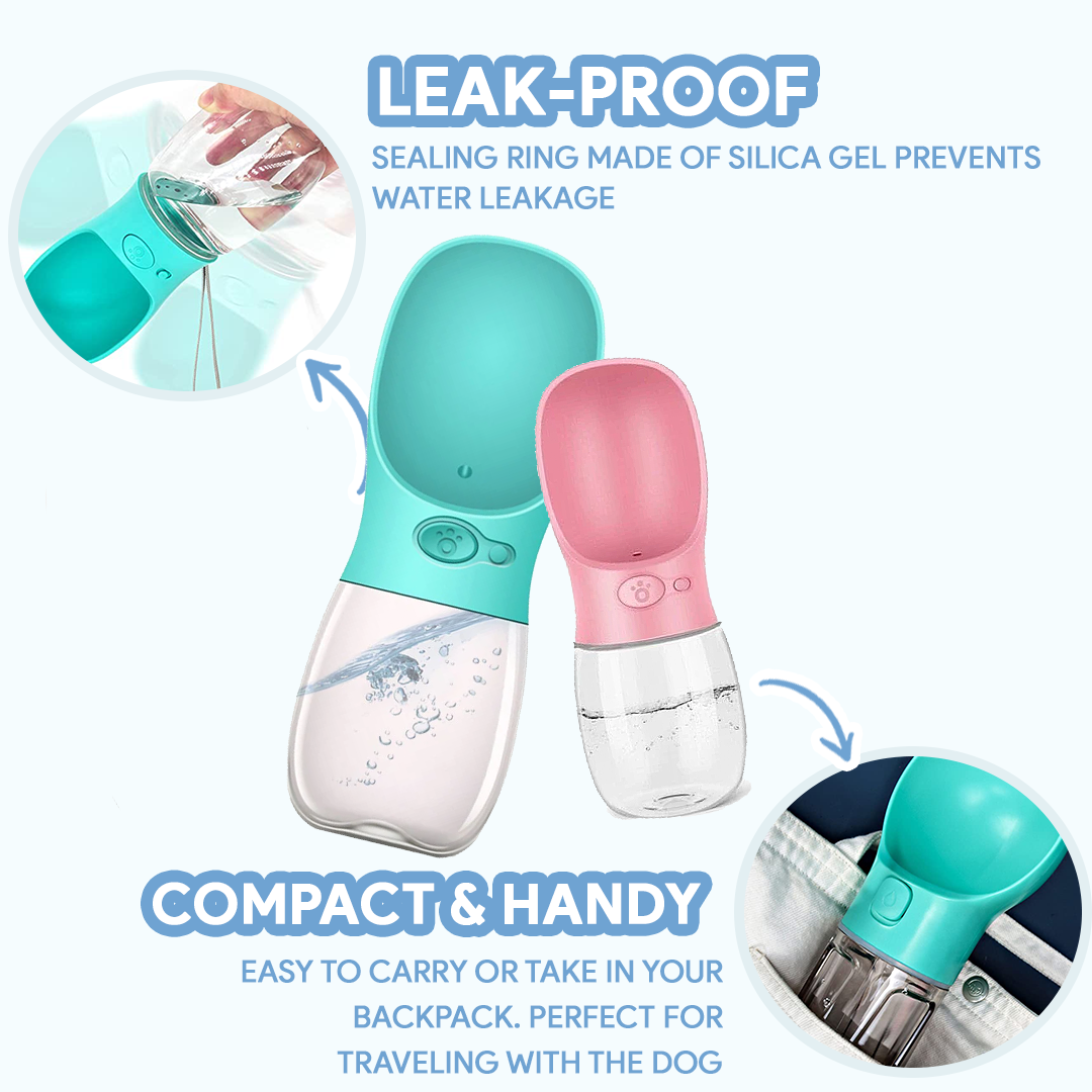 Portable Dog Water Bottle | Leakproof Travel Bowl | One-Hand Use | Durable for Walking Hiking | Woofing Deals