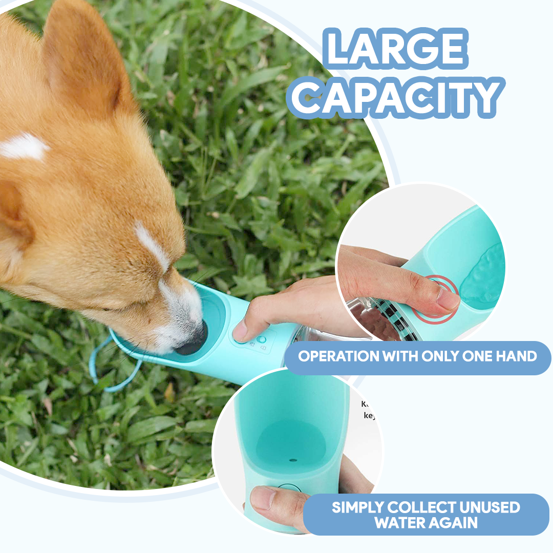 Portable Dog Water Bottle | Leakproof Travel Bowl | One-Hand Use | Durable for Walking Hiking | Woofing Deals