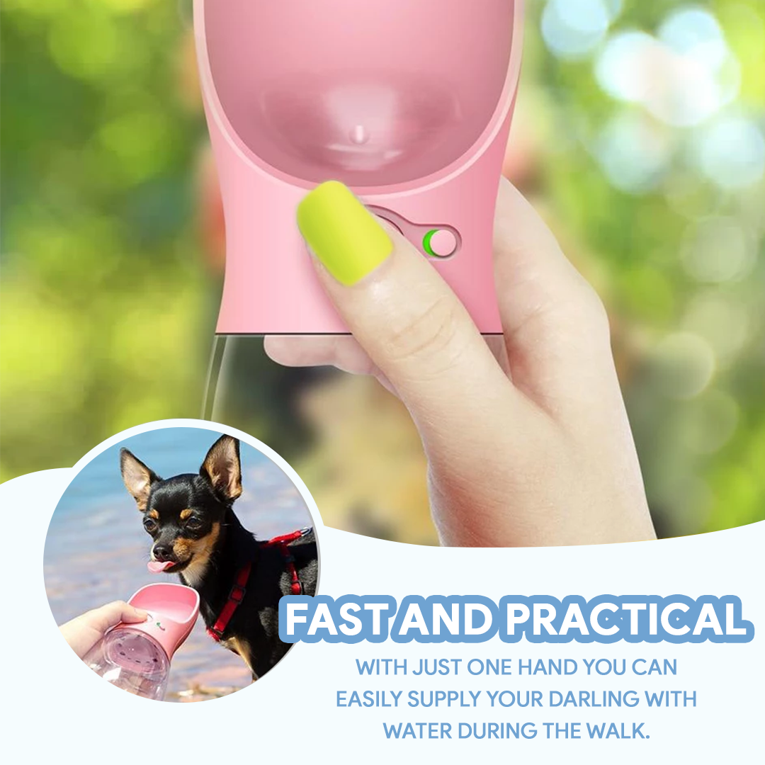 Portable Dog Water Bottle | Leakproof Travel Bowl | One-Hand Use | Durable for Walking Hiking | Woofing Deals