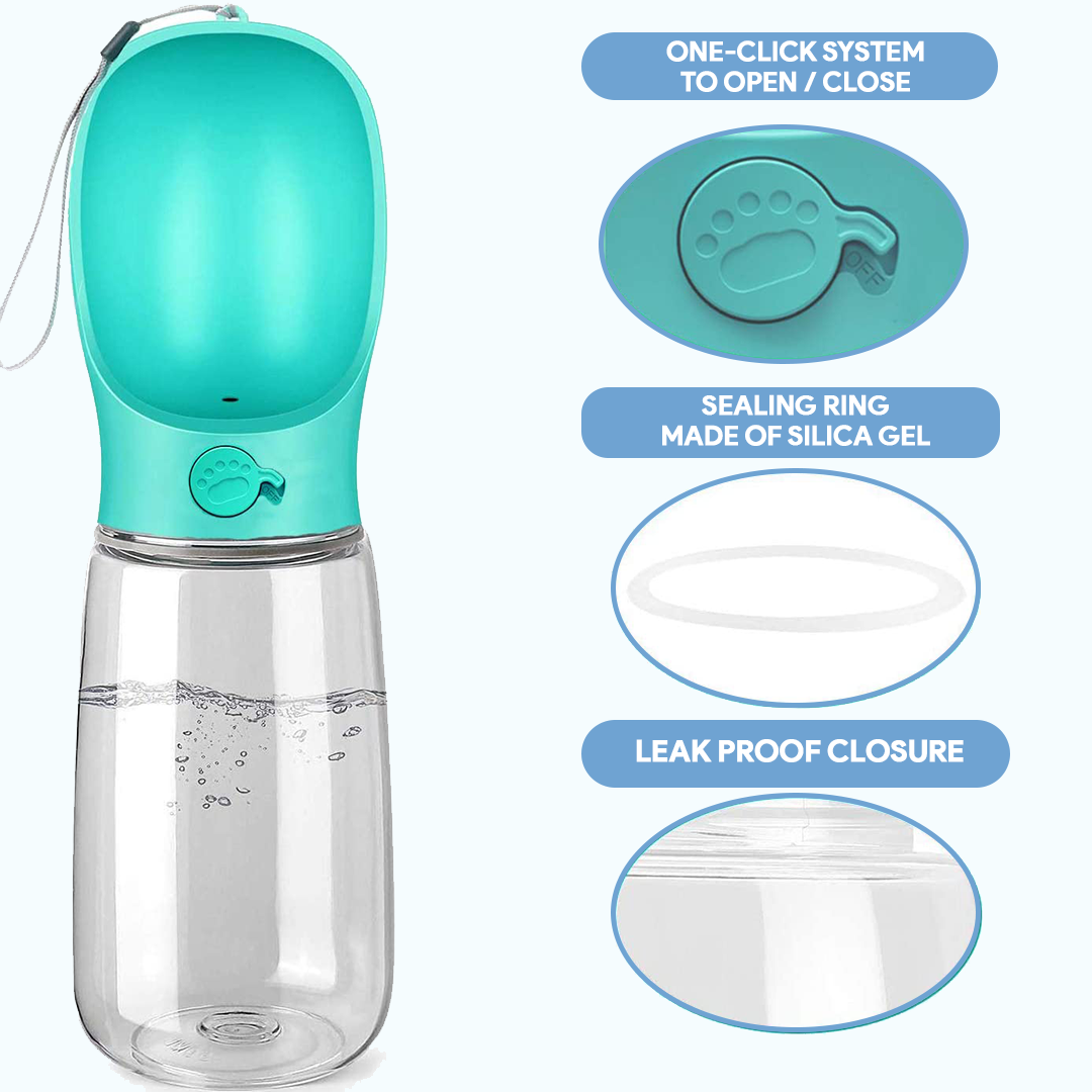 Portable Dog Water Bottle | Leakproof Travel Bowl | One-Hand Use | Durable for Walking Hiking | Woofing Deals