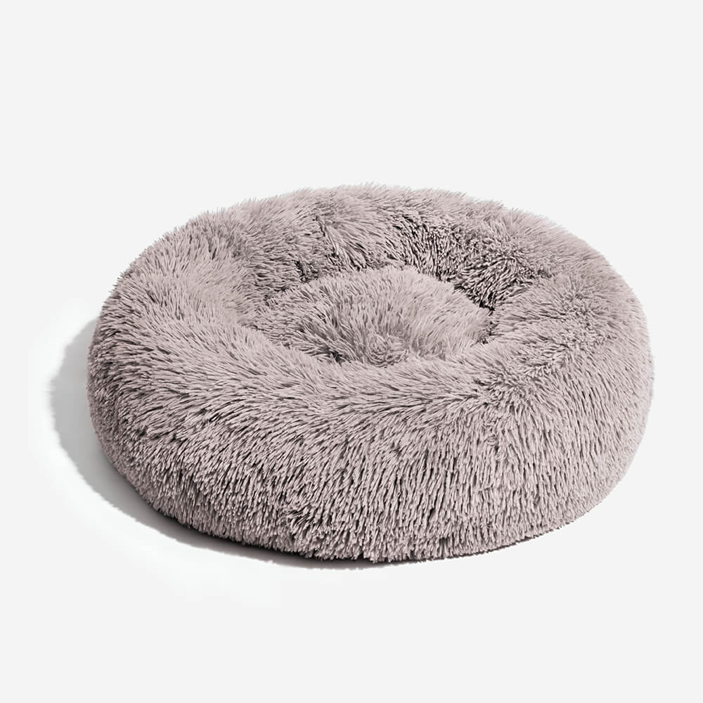 Calming Round Dog Bed | Fluffy Faux Fur | Raised Rim | Joint Relief | Machine Washable | Woofing Deals
