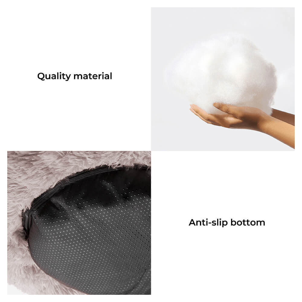 Calming Round Dog Bed | Fluffy Faux Fur | Raised Rim | Joint Relief | Machine Washable | Woofing Deals