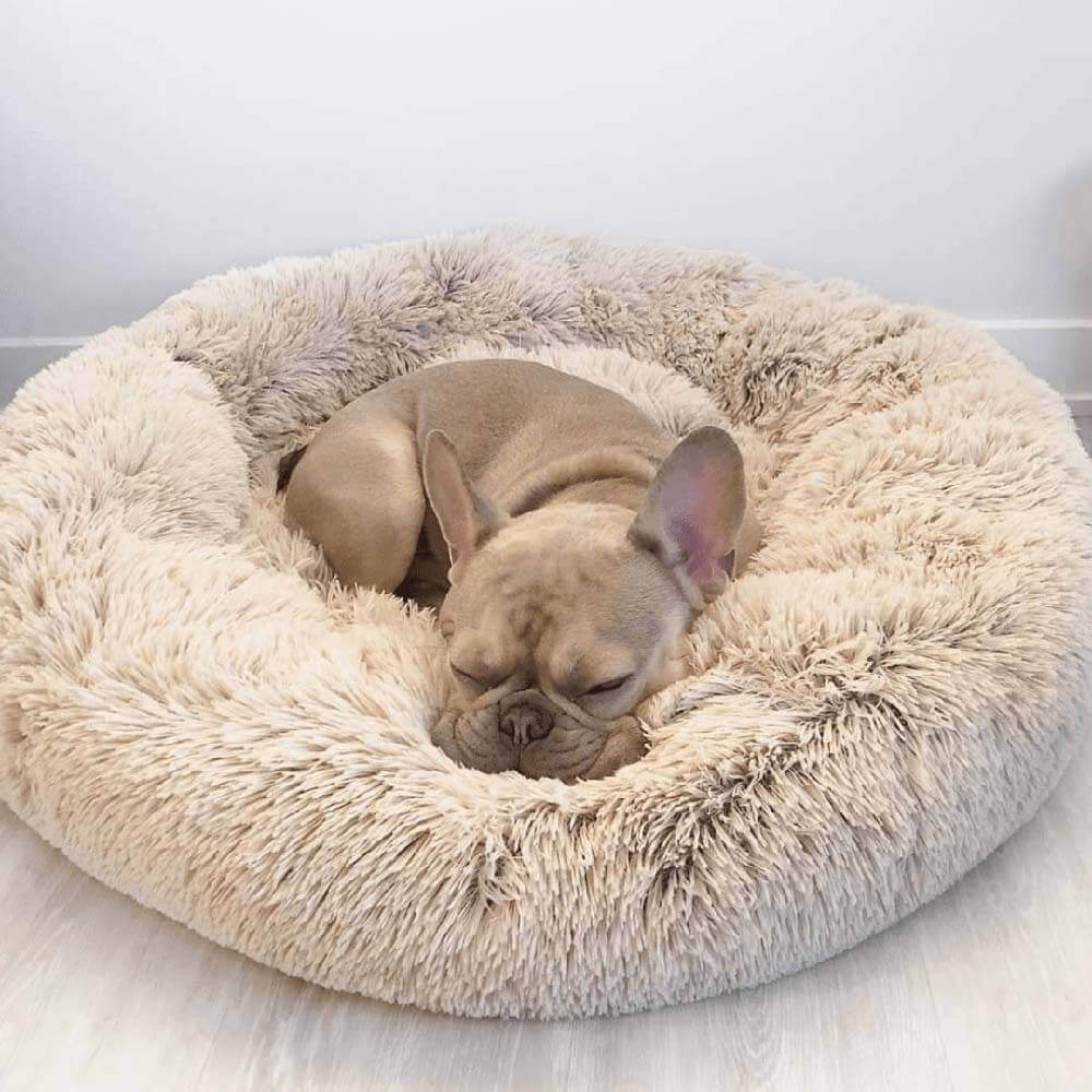 Calming Round Dog Bed | Fluffy Faux Fur | Raised Rim | Joint Relief | Machine Washable | Woofing Deals