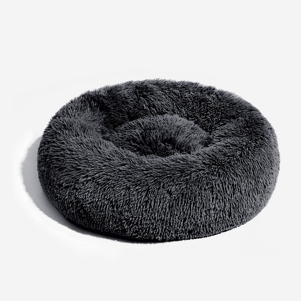 Calming Round Dog Bed | Fluffy Faux Fur | Raised Rim | Joint Relief | Machine Washable | Woofing Deals