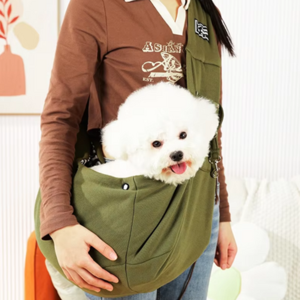 Dog Carrier Bag | Soft Fabric Shoulder Sling | Breathable, Hands-Free Travel | Woofing Deals