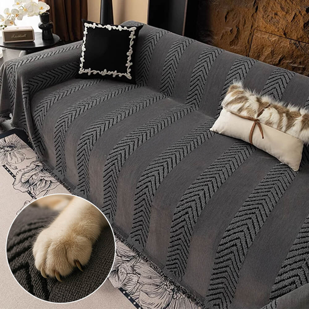 Herringbone Chenille Sofa Throw | Durable Non-Slip Couch Cover | Seamless Stitch | Woofing Deals