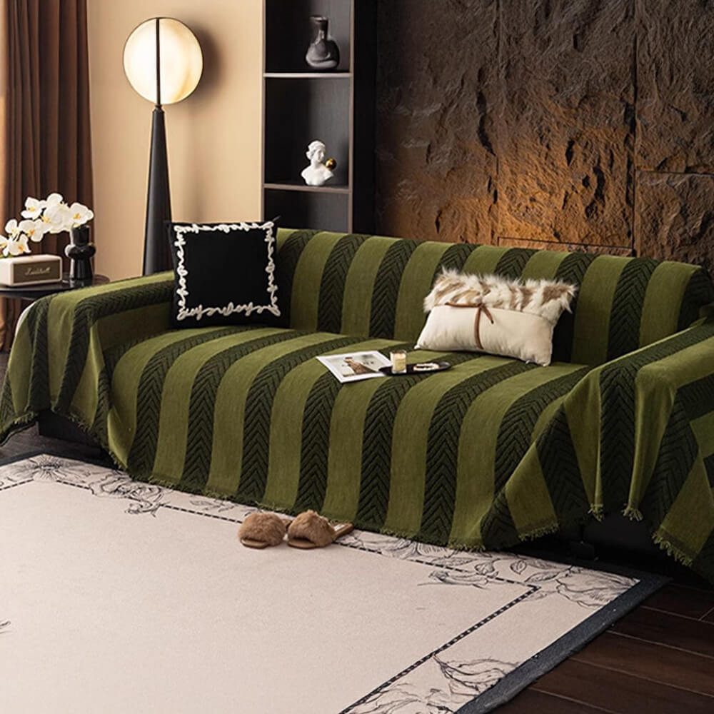 Herringbone Chenille Sofa Throw | Durable Non-Slip Couch Cover | Seamless Stitch | Woofing Deals