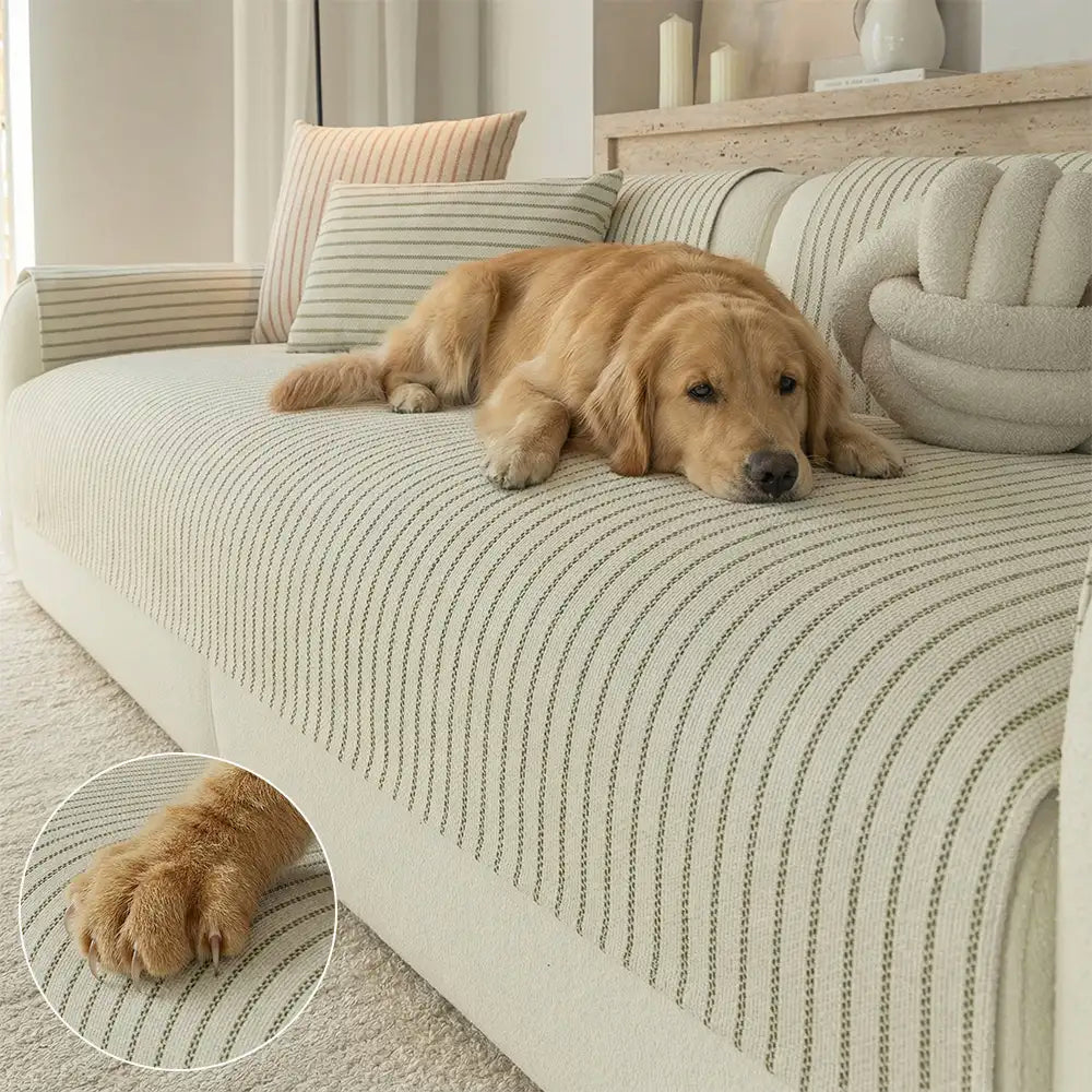 Striped Chenille Sofa Cover | Breathable Scratch-Resistant Throw | Woofing Deals