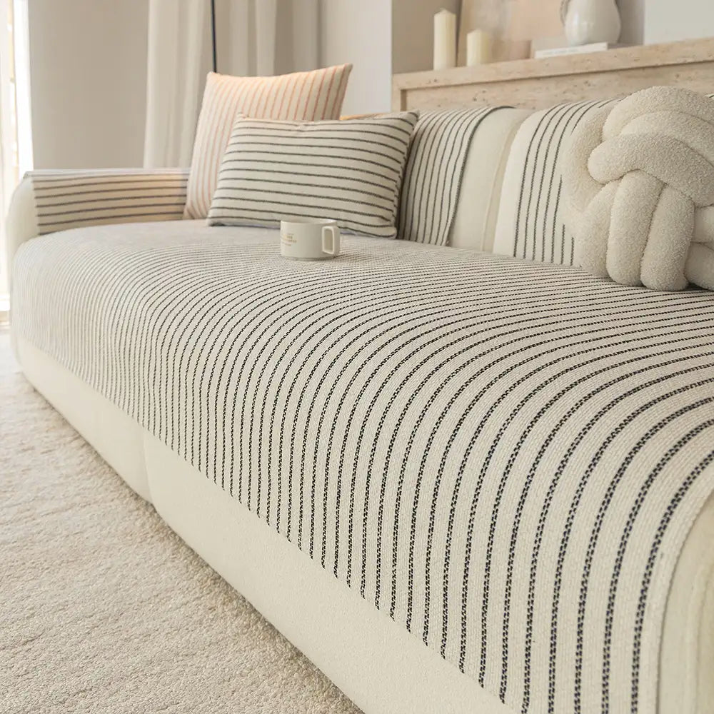 Striped Chenille Sofa Cover | Breathable Scratch-Resistant Throw | Woofing Deals