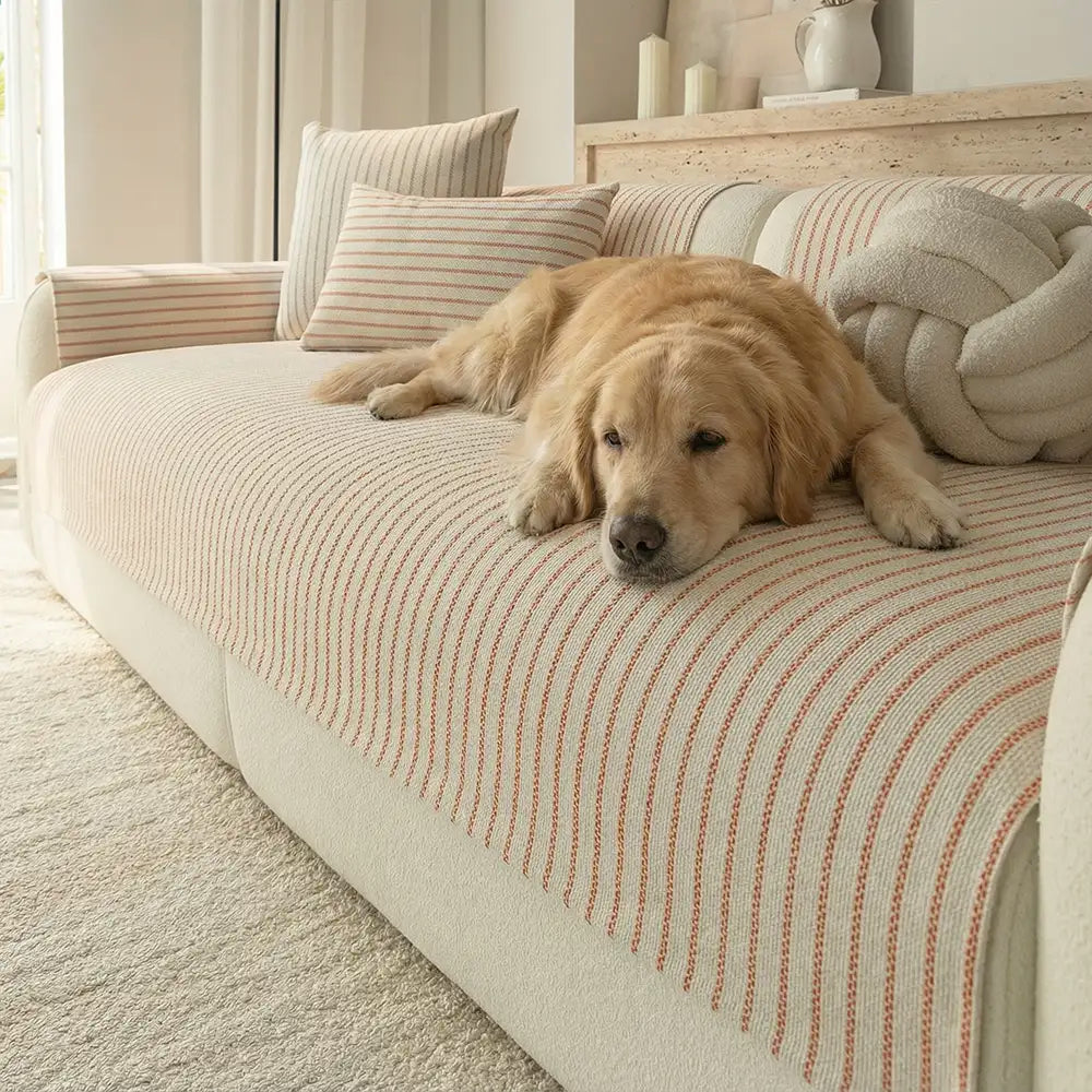 Striped Chenille Sofa Cover | Breathable Scratch-Resistant Throw | Woofing Deals