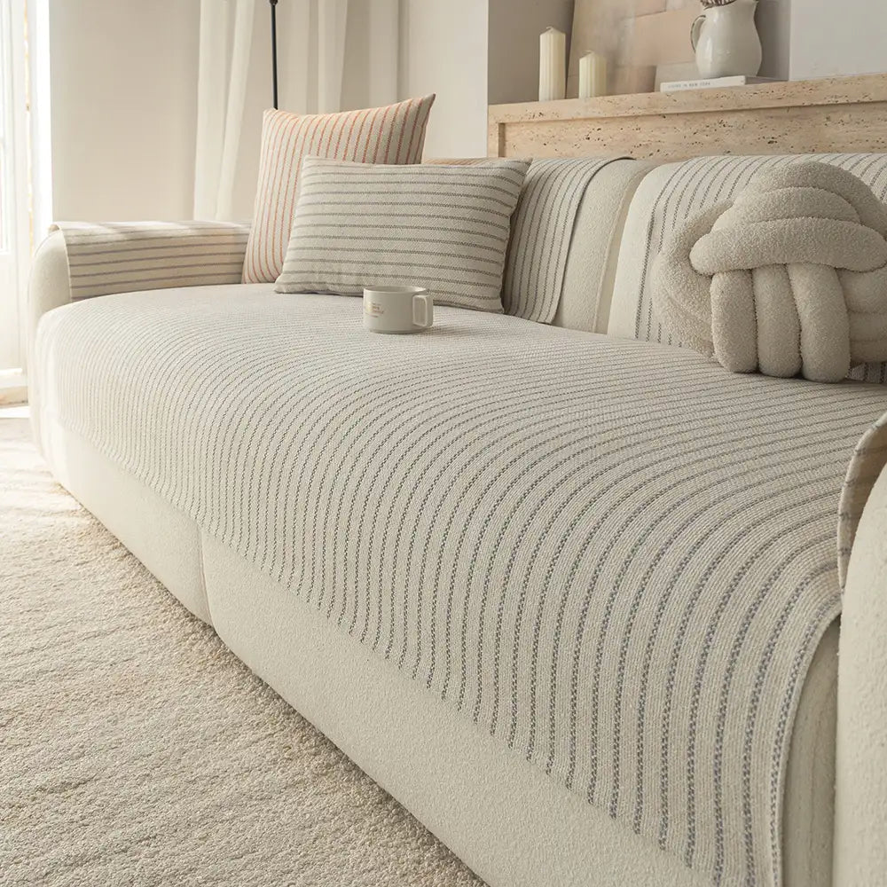 Striped Chenille Sofa Cover | Breathable Scratch-Resistant Throw | Woofing Deals