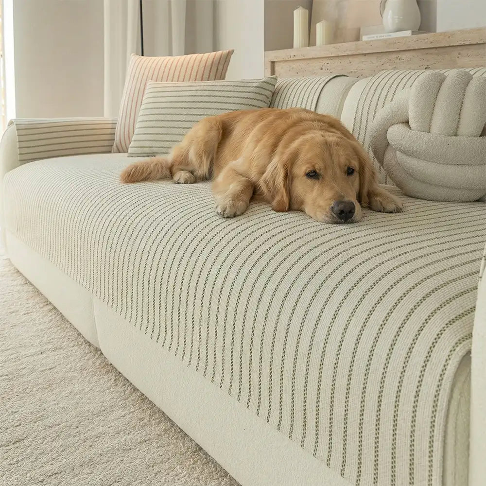 Striped Chenille Sofa Cover | Breathable Scratch-Resistant Throw | Woofing Deals