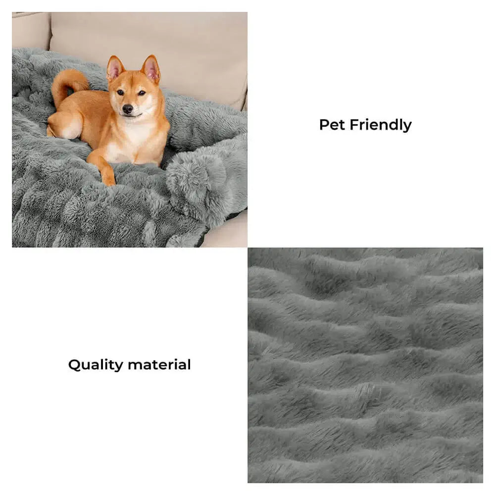 Fluffy Calming Dog Bed Sofa Protector | Plush Non-Slip Pet Mat | Woofing Deals