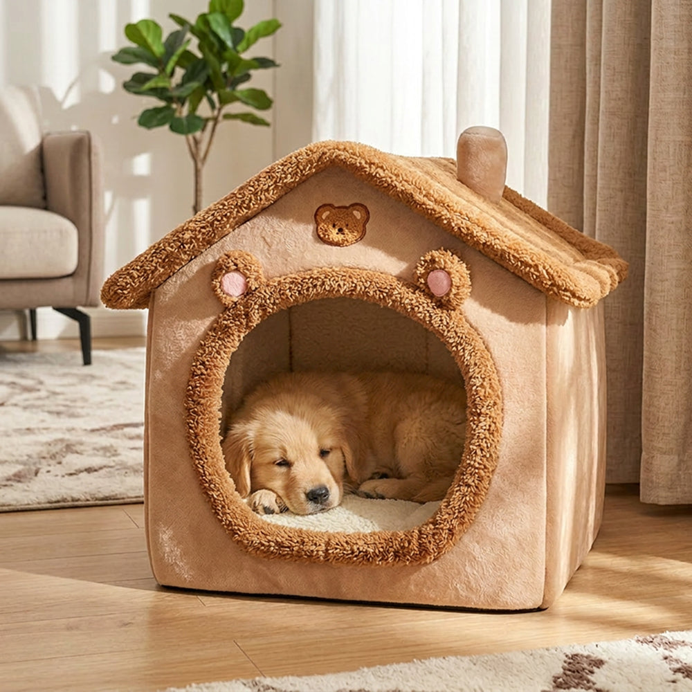 Foldable Dog House Bed | Soft Cushion Fabric | Portable Warm Kennel | Woofing Deals
