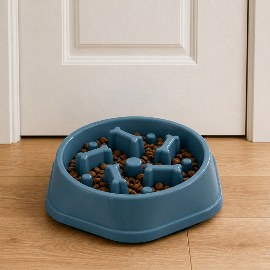 Slow Feeder Dog Bowl | Anti Choking Design | Non Slip Base | Easy Clean PP Food Dish | Woofing Deals
