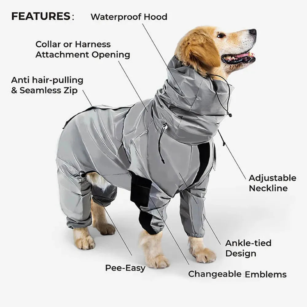 Reflective Dog Rain Coat | Waterproof All-Weather Pet Jacket | Woofing Deals