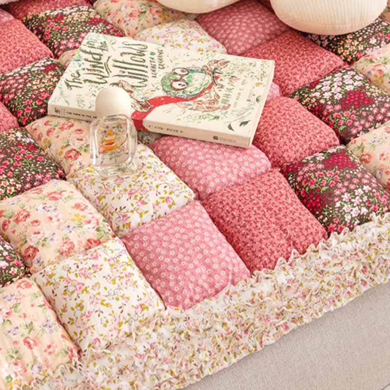 Floral Cotton Sofa Cover | Quilted Non-Slip Protective Couch Mat | Woofing Deals