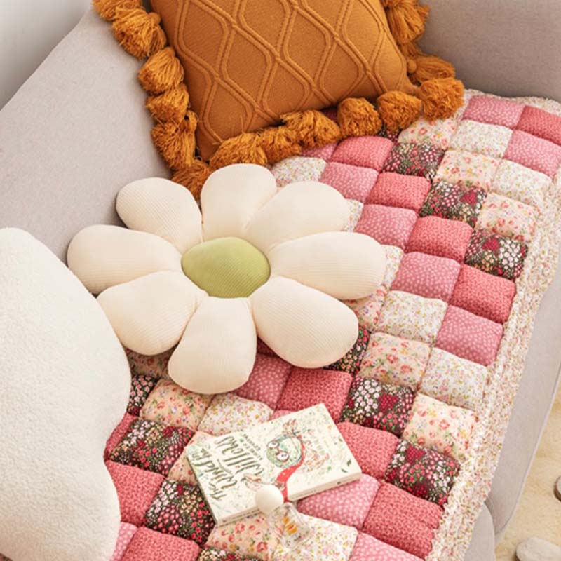 Floral Cotton Sofa Cover | Quilted Non-Slip Protective Couch Mat | Woofing Deals