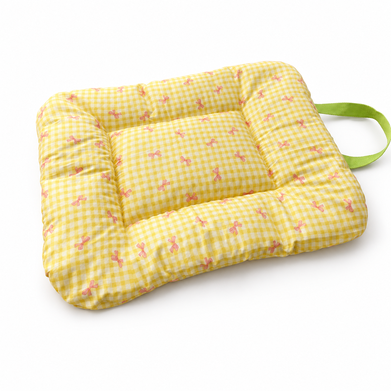 Gingham Bow Pet Mat | Cotton Double-Sided All-Season | Washable Bed