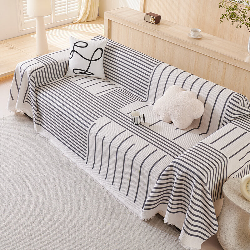 Geometric Sofa Throw | Cotton-Linen Washable | Pet-Friendly Sofa Cover