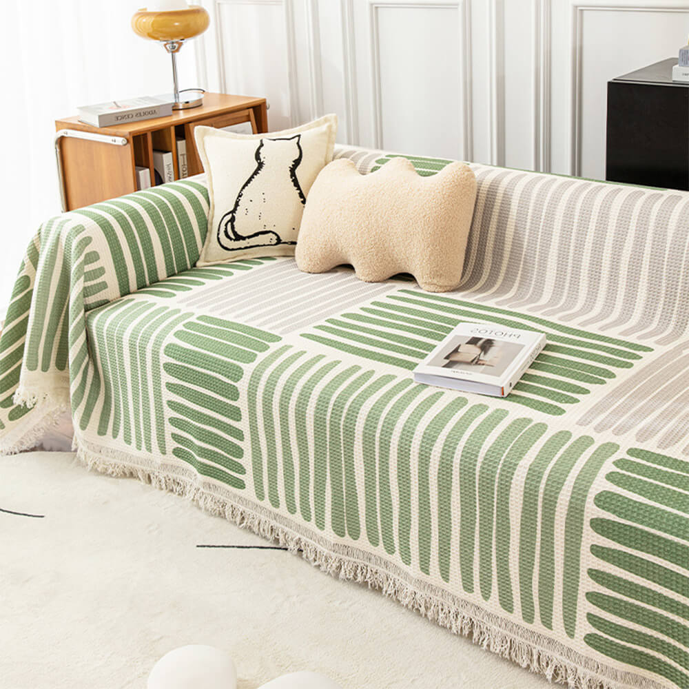 Geometric Sofa Throw | Cotton-Linen Washable | Pet-Friendly Sofa Cover