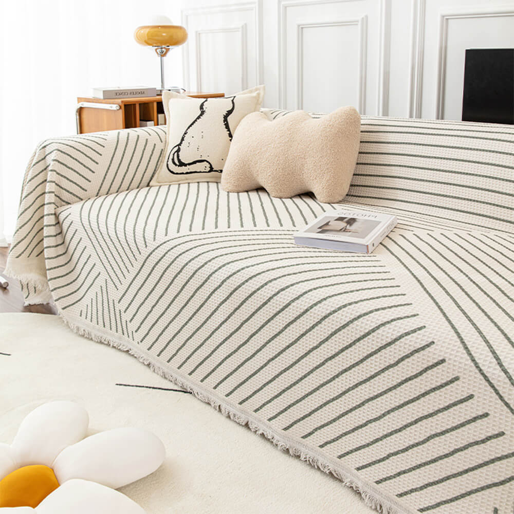 Geometric Sofa Throw | Cotton-Linen Washable | Pet-Friendly Sofa Cover