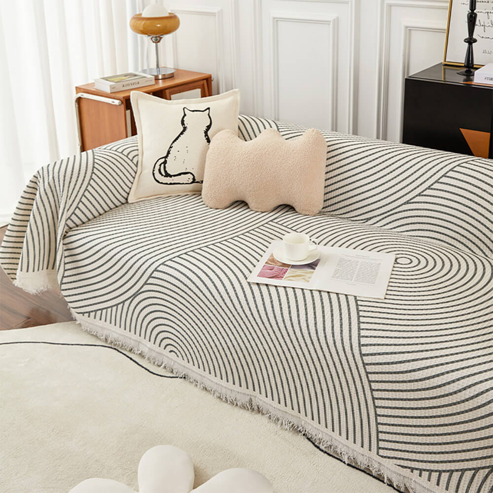 Geometric Sofa Throw | Cotton-Linen Washable | Pet-Friendly Sofa Cover